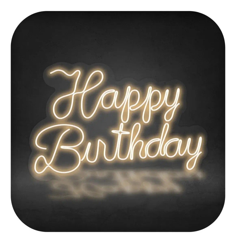 Letreiro Happy Birthday Led Neon Luminoso Acrílico Festas