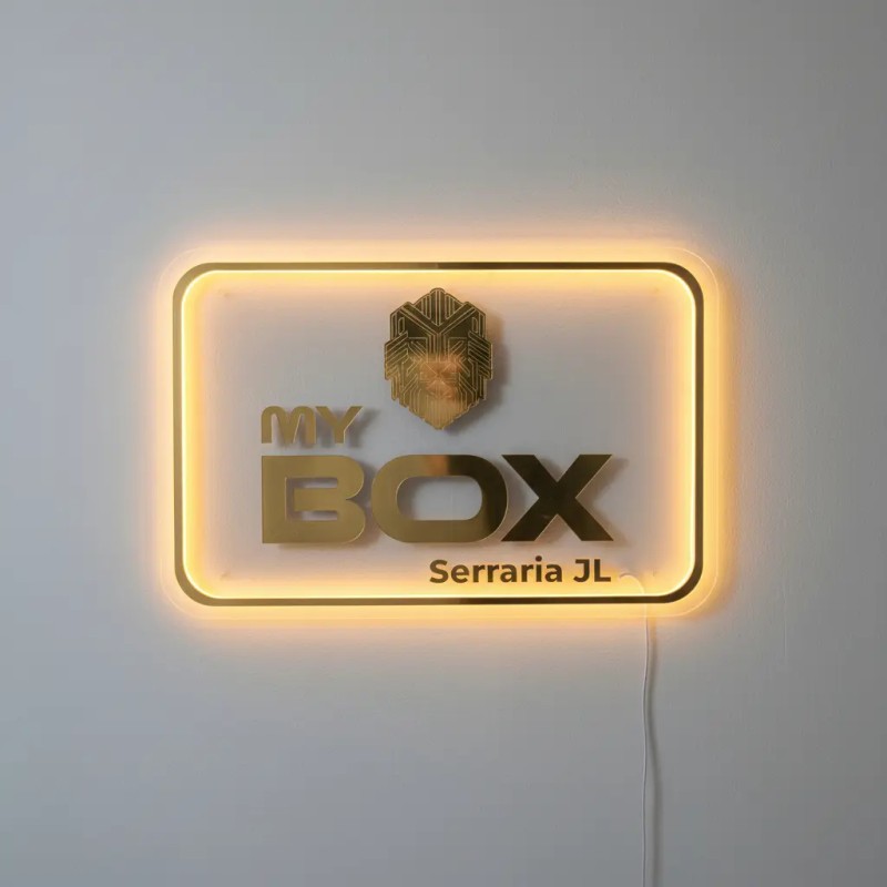 Placa Acrilica Neon Led Brilho Marca Logo Parede Retangular