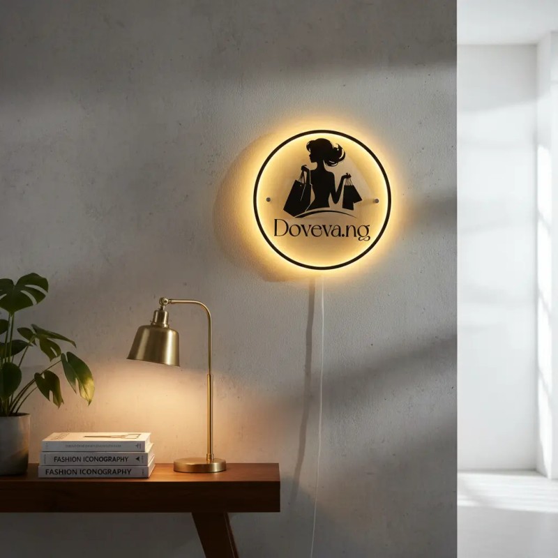 Placa acrílica neon LED personalizada em várias cores e tamanhos