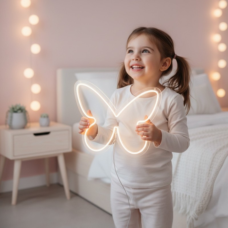 Luminária Neon Led Letreiro Luminoso Borboleta Festa Infantil