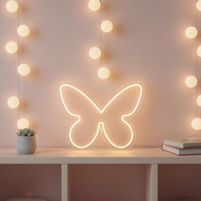 Luminária Neon Led Letreiro Luminoso Borboleta Festa Infantil