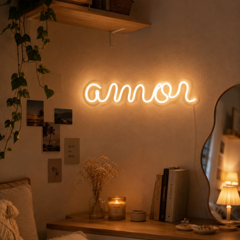 Letreiro Amor 35x7 Painel De Led Neon Acrilico Luminária